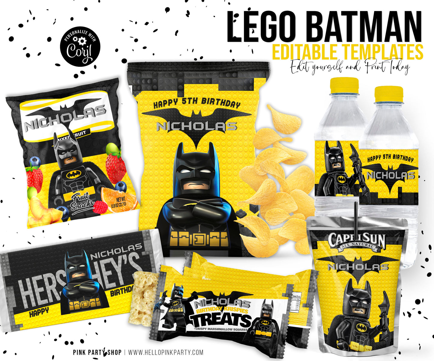 LEGO BATMAN PRINTABLE EDITABLE PARTY BUNDLE KIT