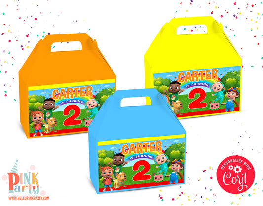 COCOMELON EDITABLE GABLE BOX LABELS TEMPLATE