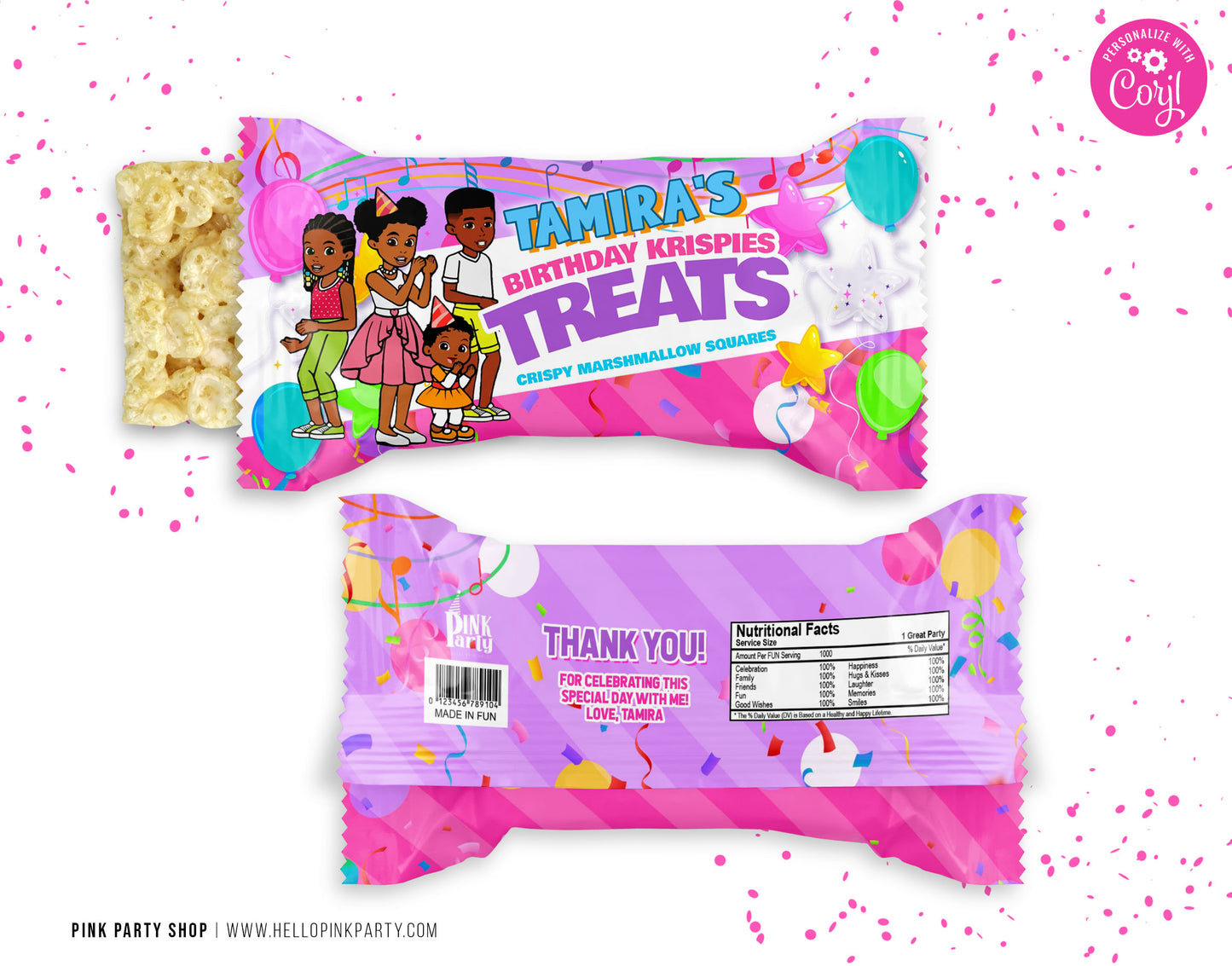 GRACIE'S CORNER RICE KRISPIE TREATS EDITABLE WRAPPER