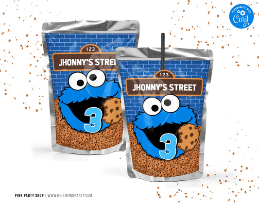 COOKIE MONSTER EDITABLE CAPRISUN LABEL WRAPPERS DESIGN