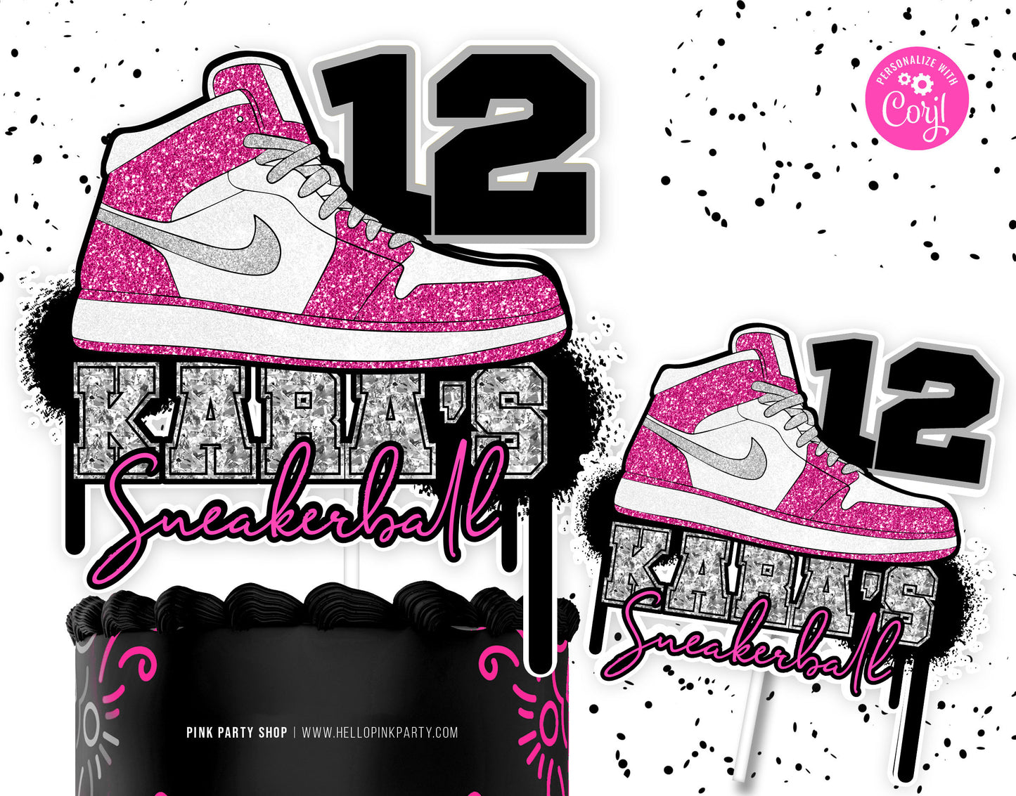 Sneakers Cake Topper Editable printable template