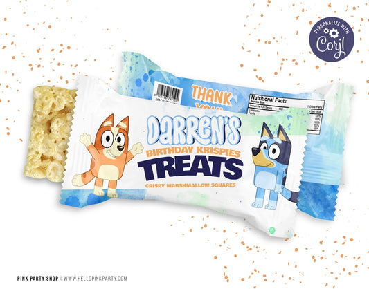 BLUEY RICE KRISPIE TREATS EDITABLE WRAPPER