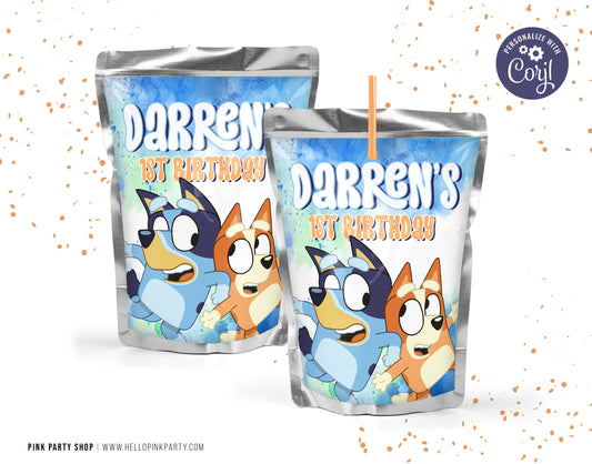 BLUEY CAPRISUN JUICE POUCH EDITABLE LABEL
