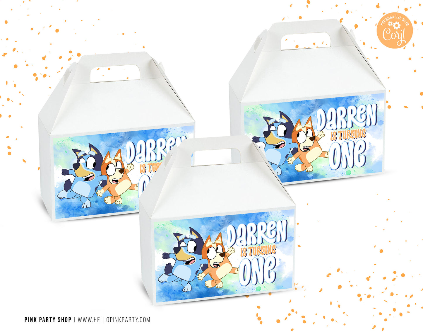 BLUEY EDITABLE GABLE BOX LABEL DESIGN