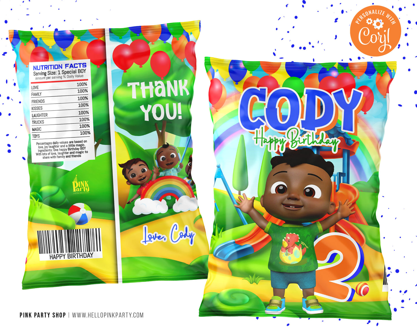 COCOMELON CHIP BAG WRAPPER EDITABLE TEMPLATE
