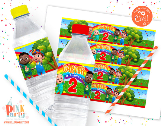 COCOMELON WATER LABELS EDITABLE TEMPLATE