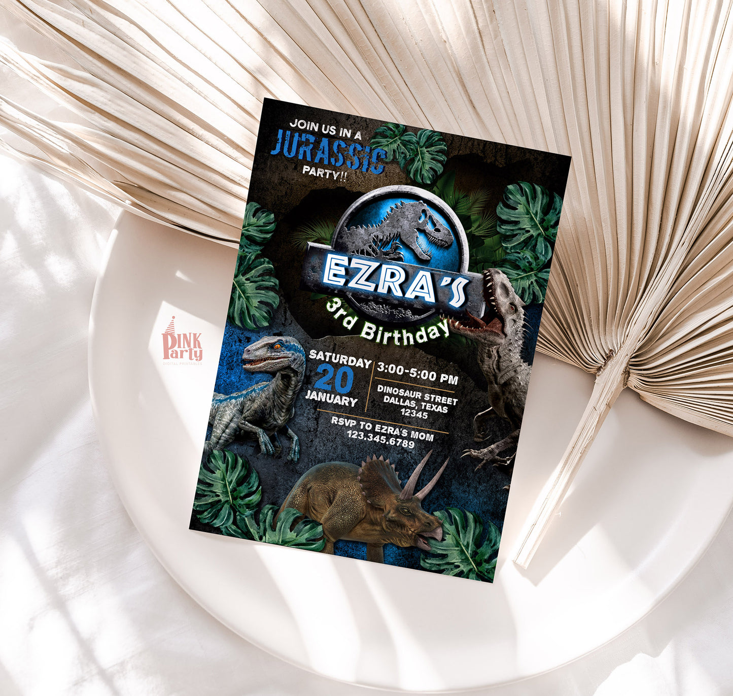 JURASSIC WORLD EDITABLE INVITATION