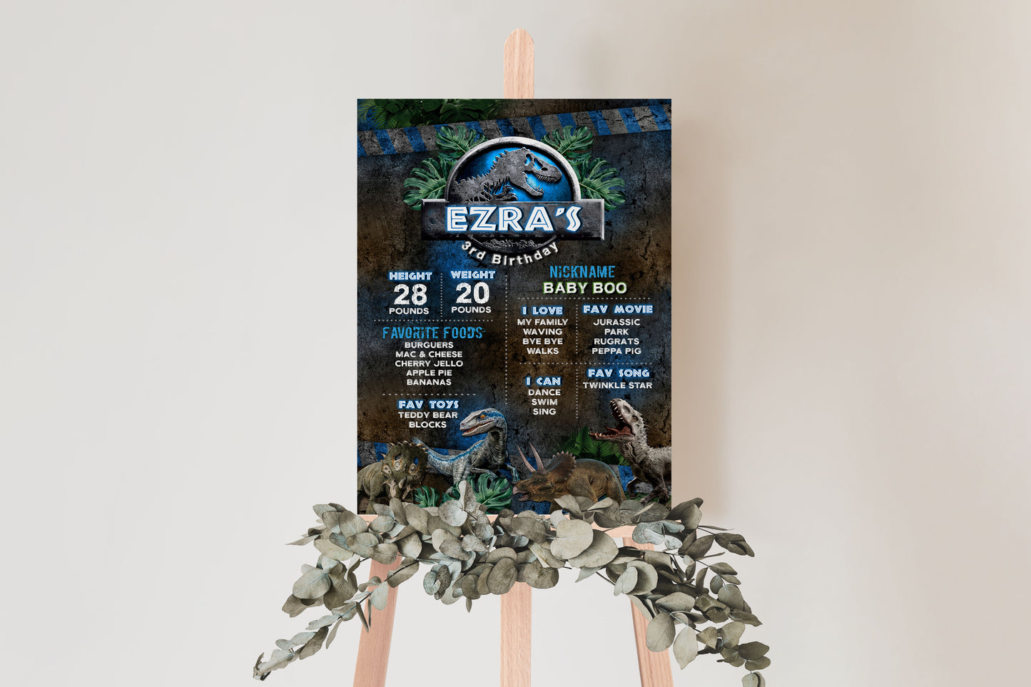 JURASSIC PARK PRINTABLE MILESTONE BOARD EDITABLE TEMPLATE