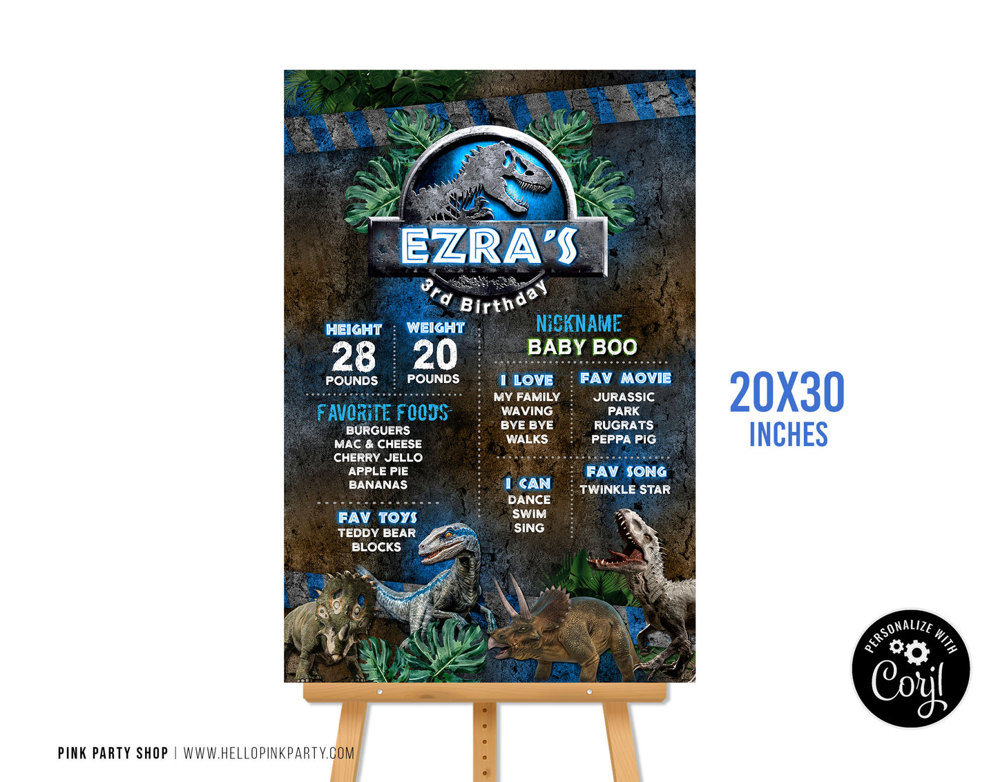 JURASSIC PARK PRINTABLE MILESTONE BOARD EDITABLE TEMPLATE