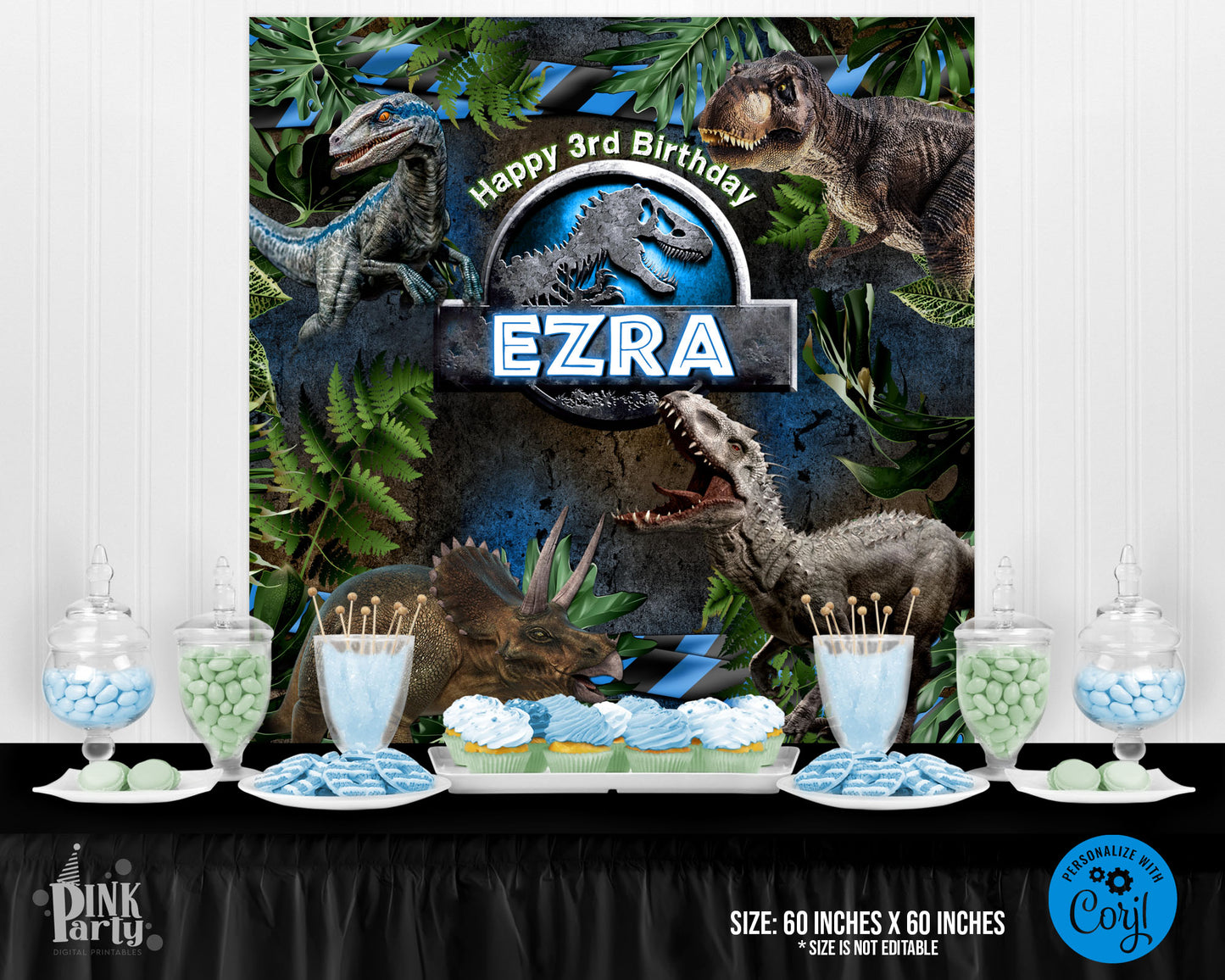 JURASSIC PRINTABLE EDITABLE BACKDROP DESIGN