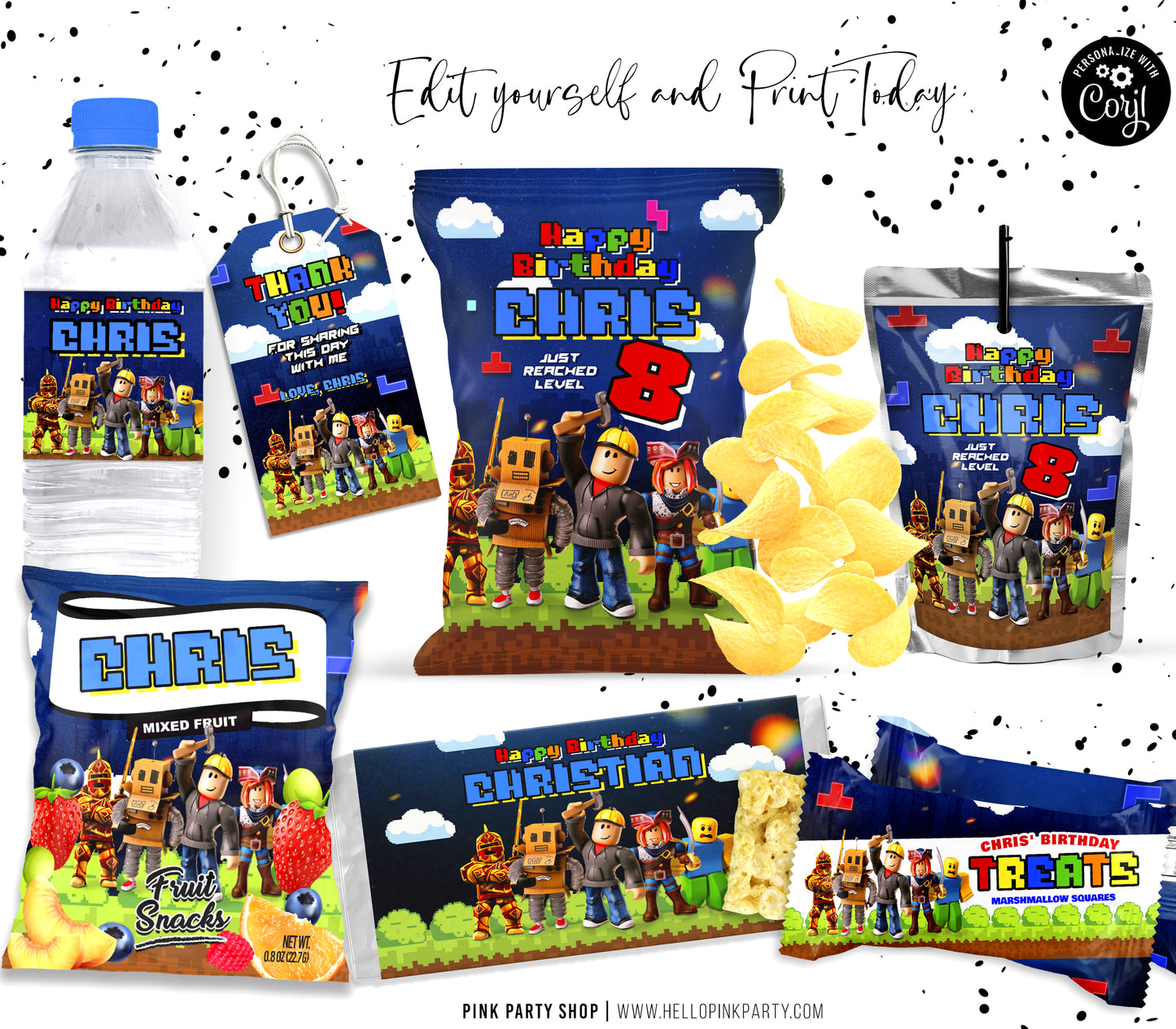 ROBLOX PRINTABLE EDITABLE PARTY BUNDLE KIT