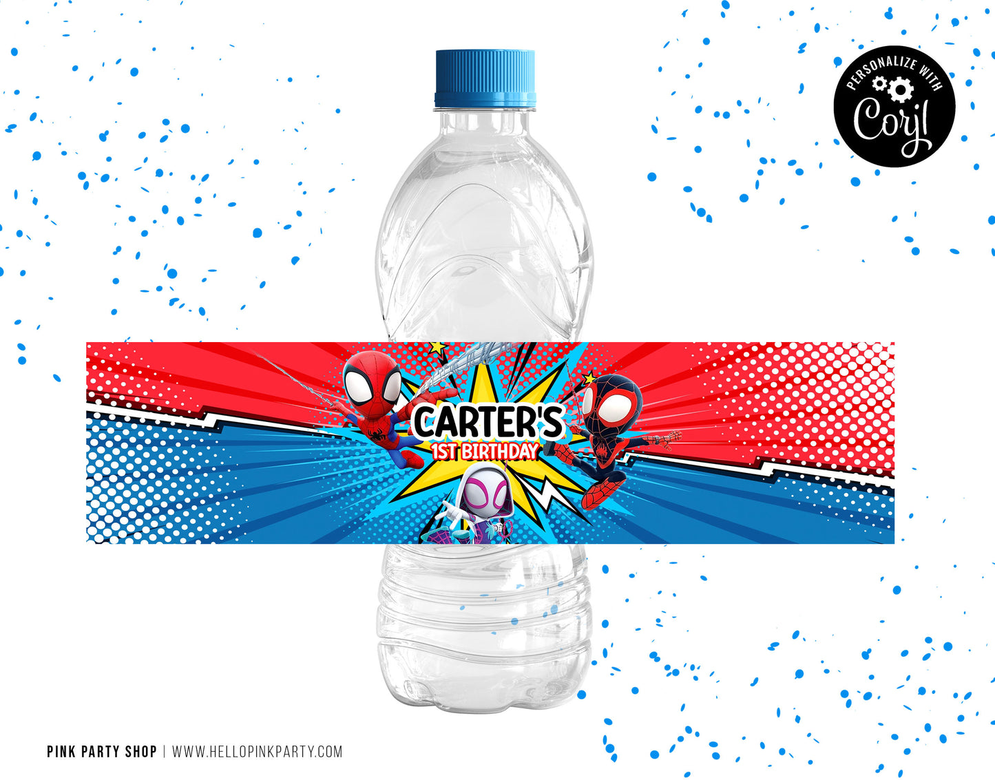 SPIDEY AND HIS FRIENDS EDITABLE WATER LABEL WRAPPERS DESIGN