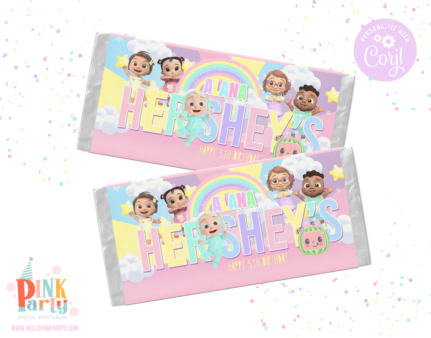 COCOMELON PASTELS EDITABLE CANDY BAR WRAPPERS