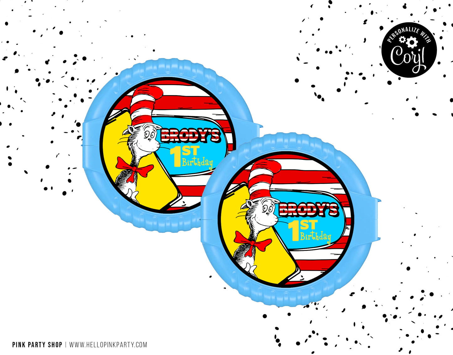 DR SEUSS CAT IN THE HAT ROUND LABELS EDITABLE TEMPLATE