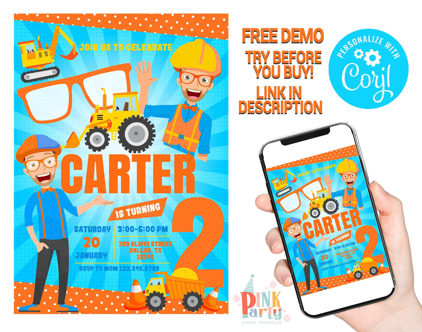 BLIPPI EDITABLE TEMPLATE INVITATION