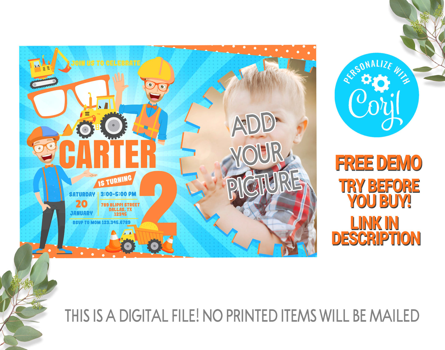 BLIPPI EDITABLE TEMPLATE INVITATION