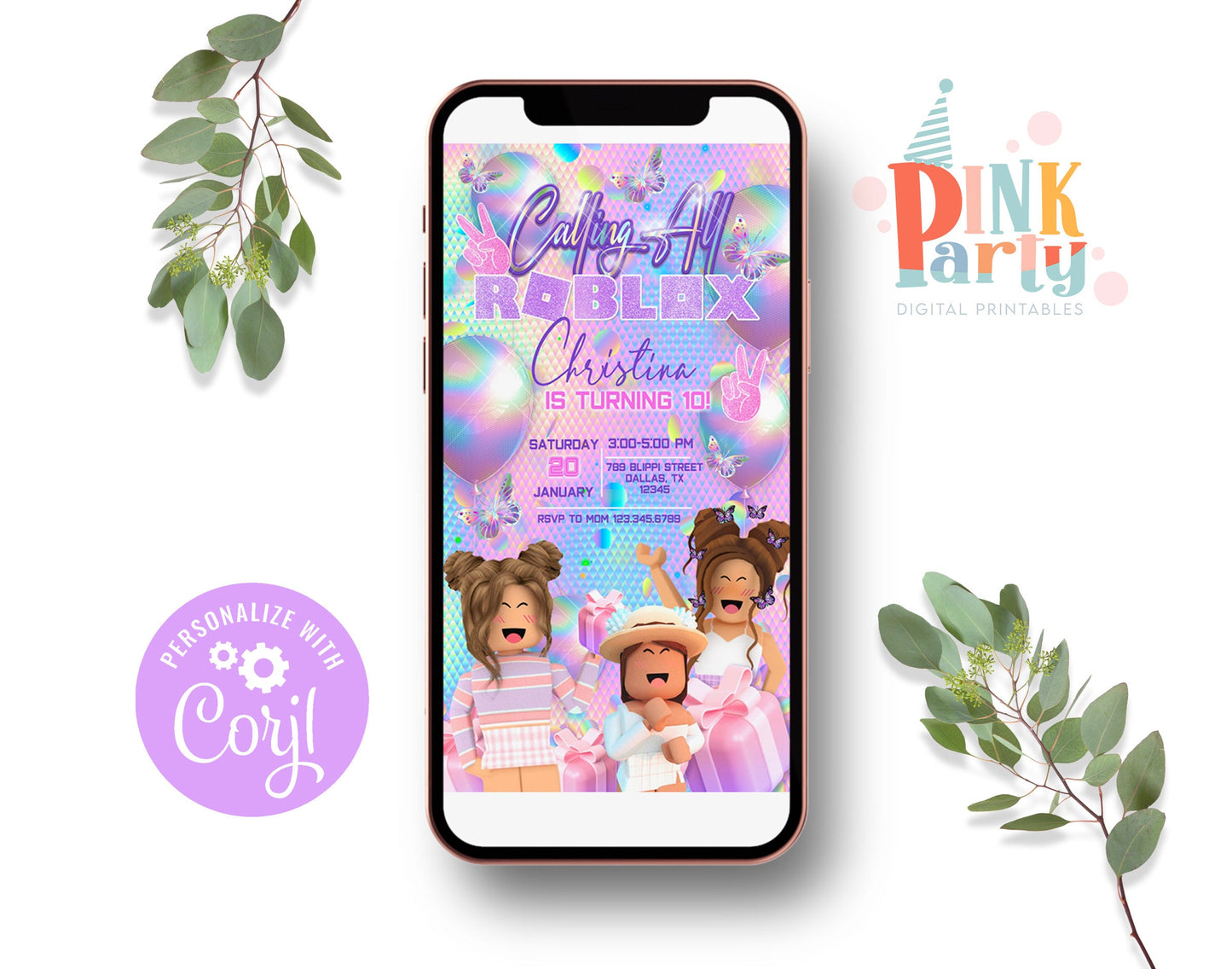 ROBLOX EDITABLE TEMPLATE EVITE INVITATION