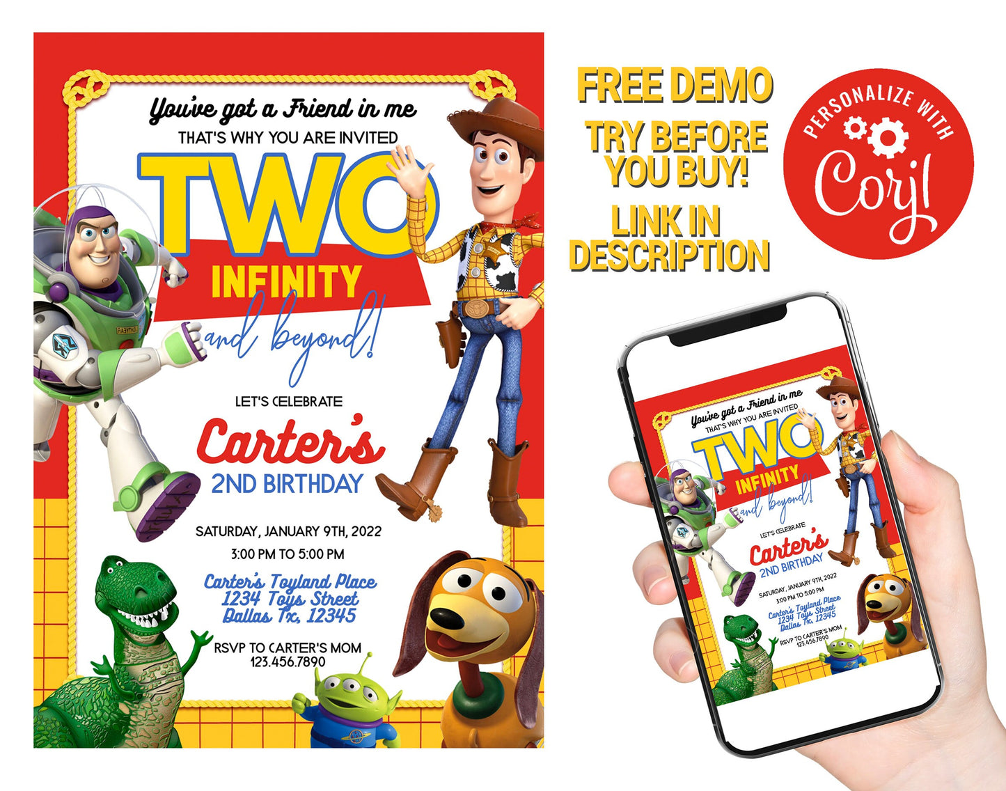 WOODY TOY STORY EDITABLE INVITATION