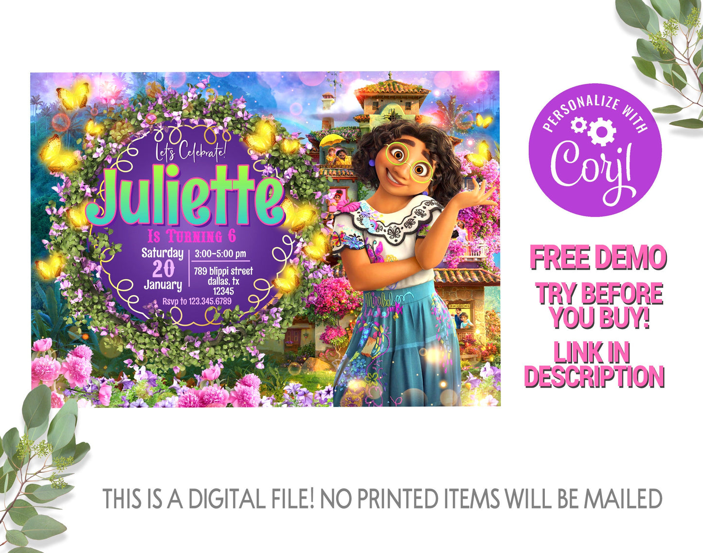 MIRABEL ENCANTO EDITABLE TEMPLATE INVITATION