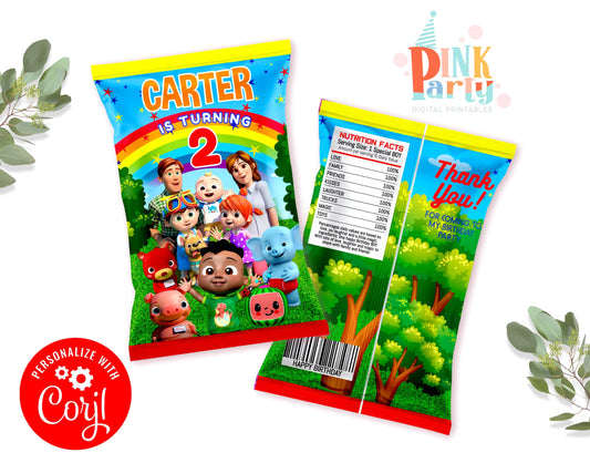 COCOMELON CHIP BAG WRAPPER EDITABLE TEMPLATE