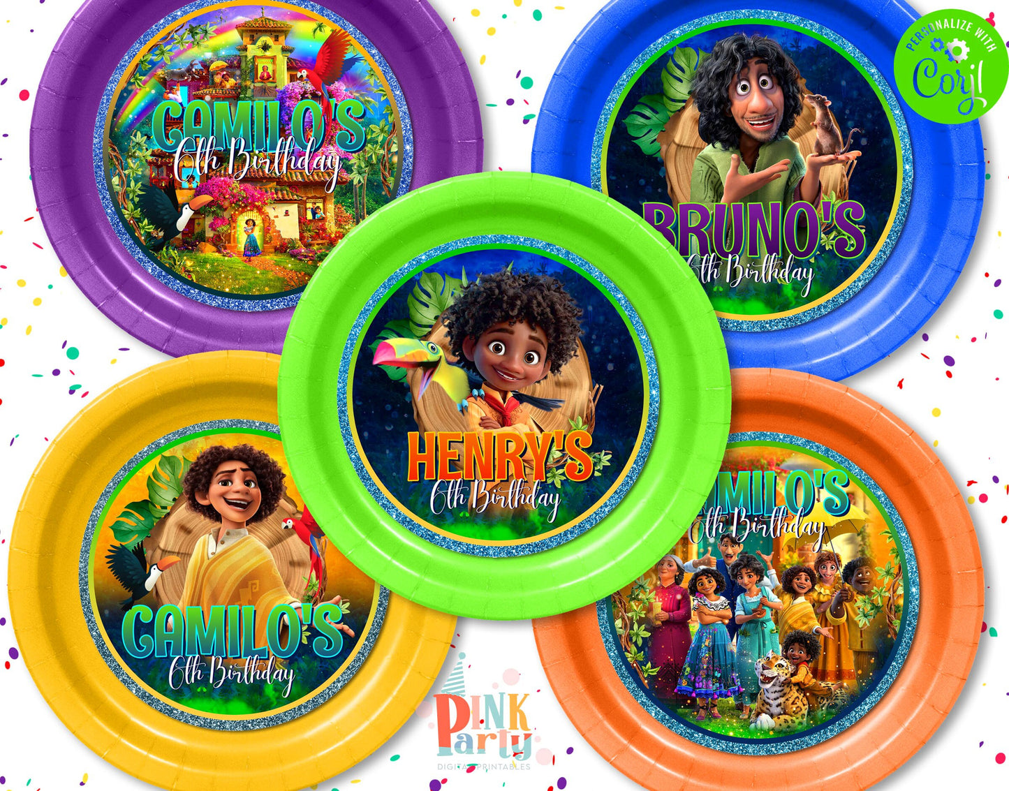 ENCANTO BOYS CHARGER PLATE INSERT EDITABLE LABEL BUNDLE