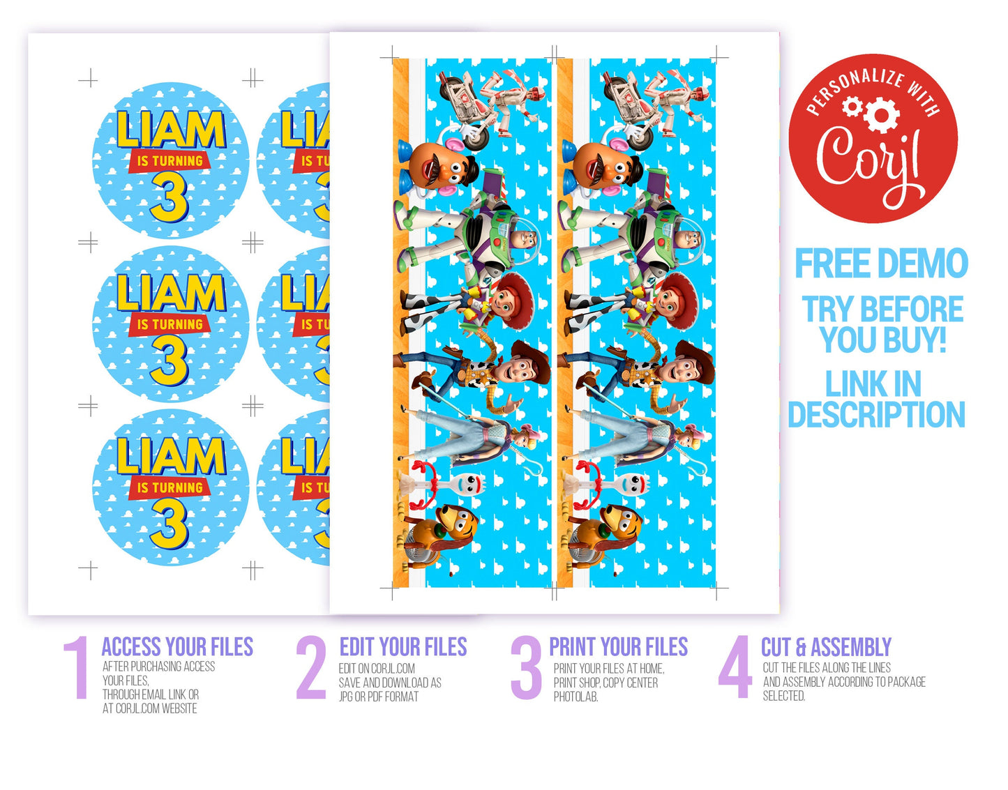 TOY STORY PRINGLE WRAPPERS EDITABLE TEMPLATE LABELS