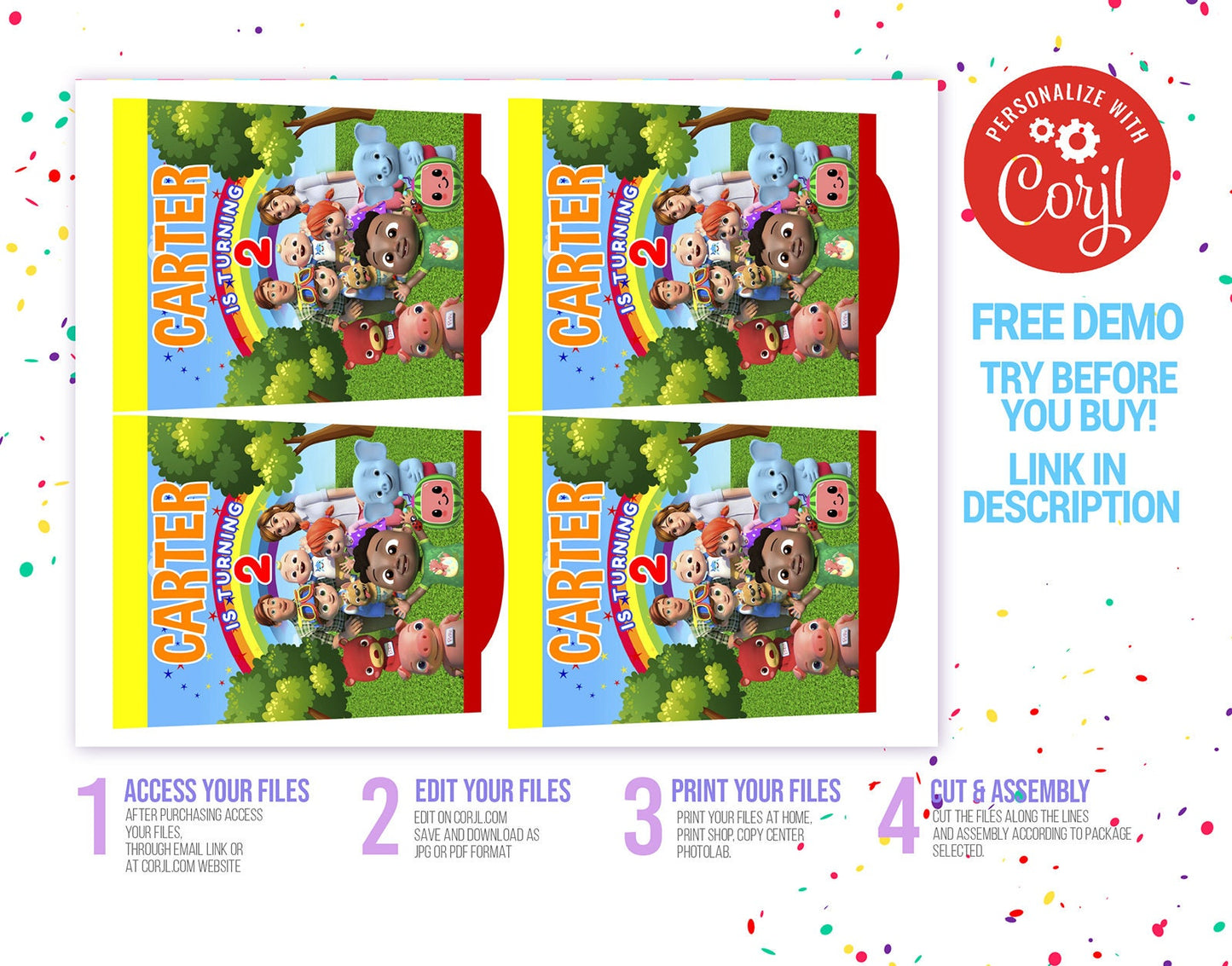 COCOMELON CAPRI SUN EDITABLE LABELS
