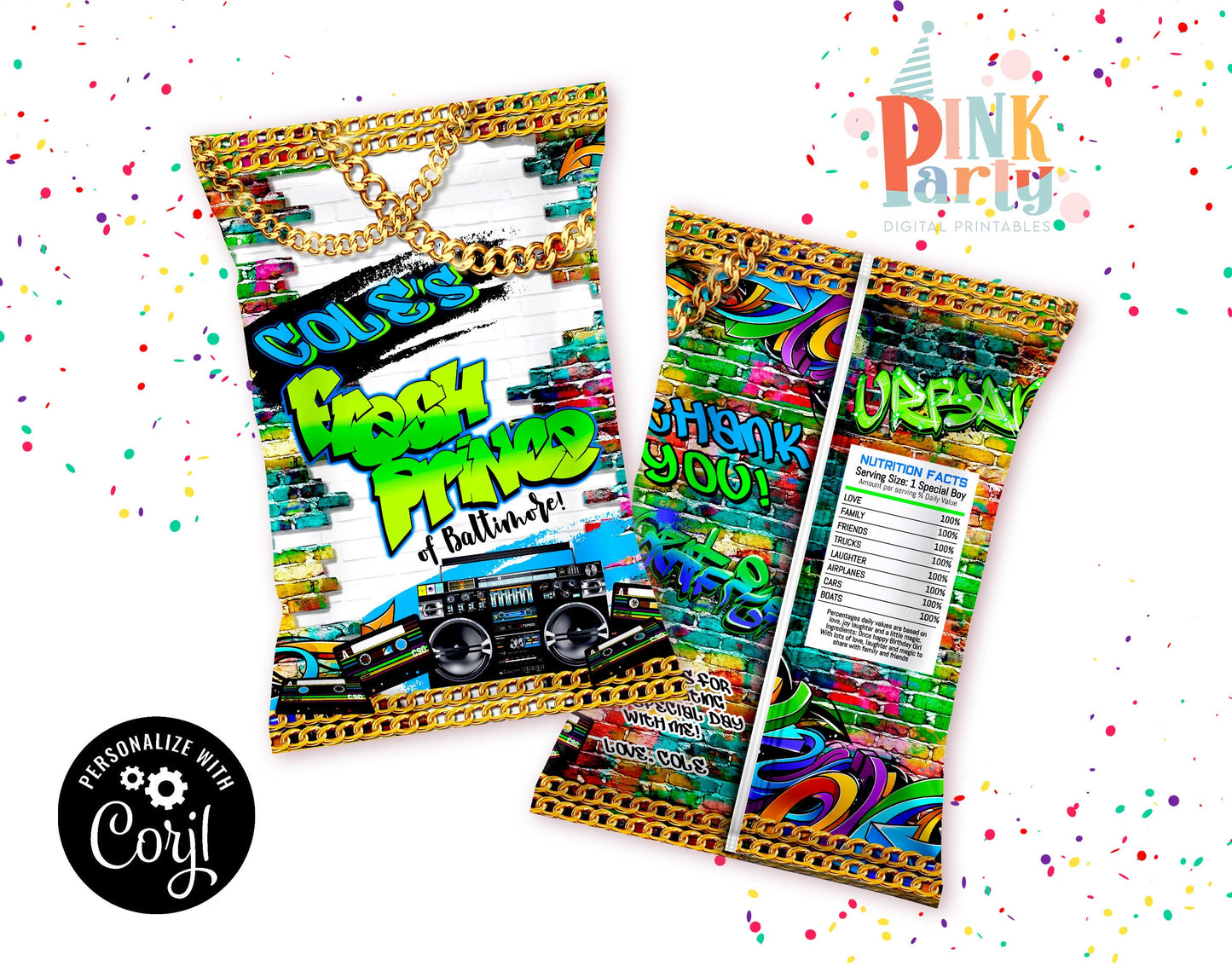 Fresh Prince editable Chip bag template