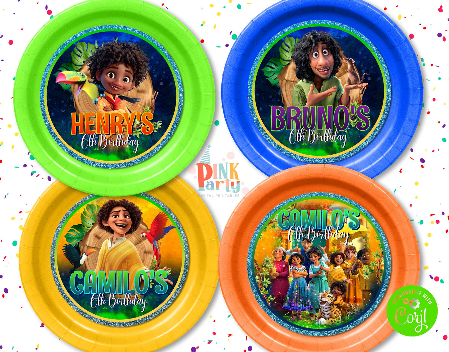 ENCANTO BOYS CHARGER PLATE INSERT EDITABLE LABEL BUNDLE