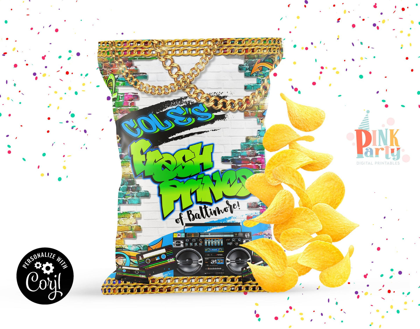 Fresh Prince editable Chip bag template