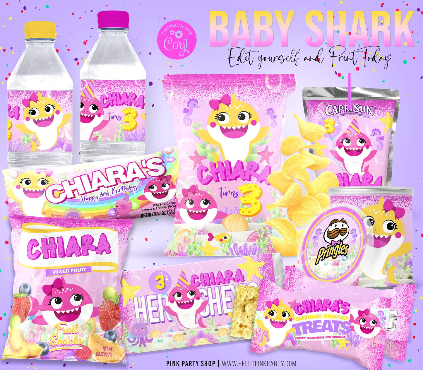 Editable Baby Shark Pink Big Party Bundle