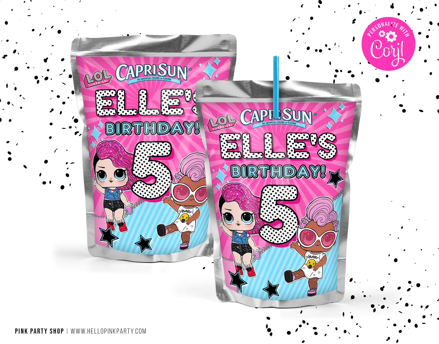 LOL SURPRISE CAPRI SUN JUICE POUCH EDITABLE LABEL