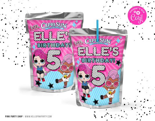 LOL SURPRISE CAPRI SUN JUICE POUCH EDITABLE LABEL