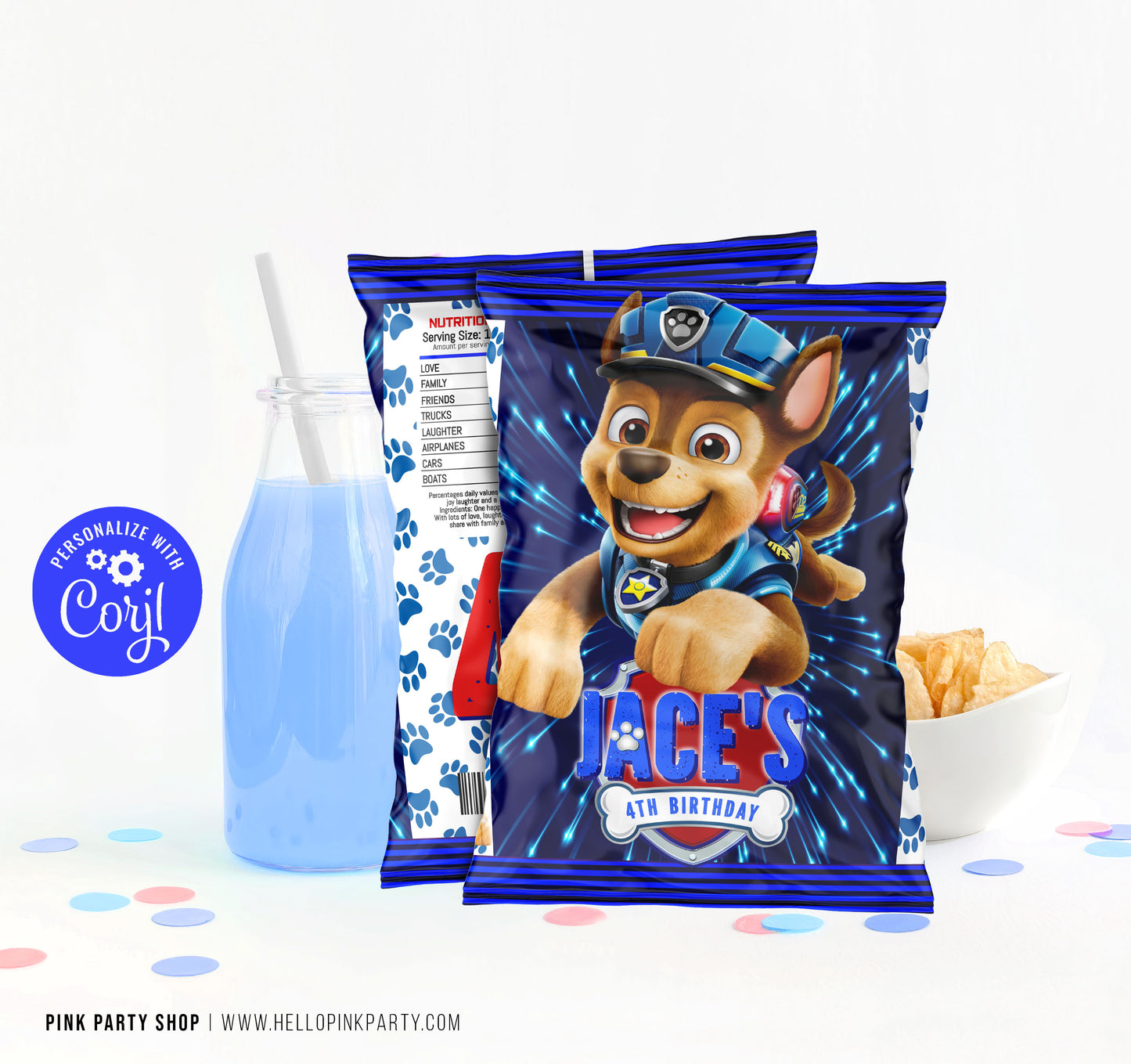 PAW PATROL CHASE CHIP BAG WRAPPER DESIGN