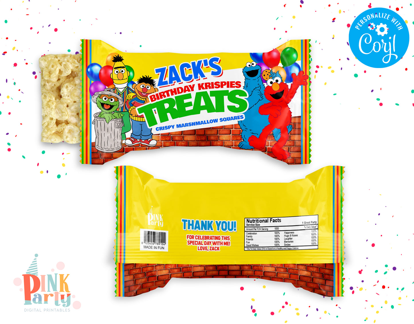 SESAME STREET RICE KRISPIE TREATS EDITABLE WRAPPER
