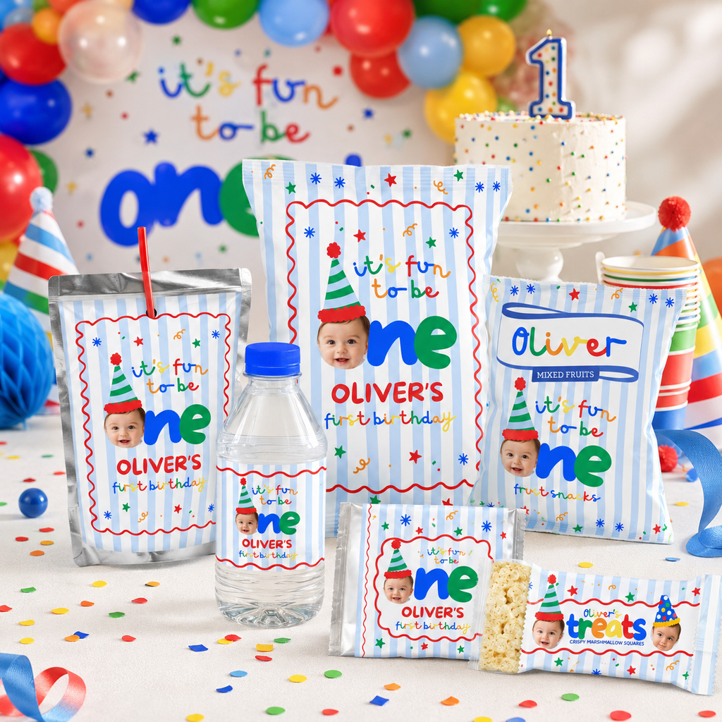 Fun to Be One Party Favors Bundle – Blue Stripes