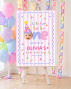 Fun to Be One Welcome Sign – Pink Stripes