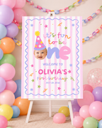 Fun to Be One Welcome Sign – Pink Stripes