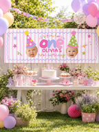 Fun to Be One Backdrop Banner – Pink Stripes