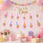 Fun to Be One Monthly Photo Banner – Pink Stripes