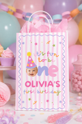 Fun to Be One Gift Bag Label – Pink Stripes