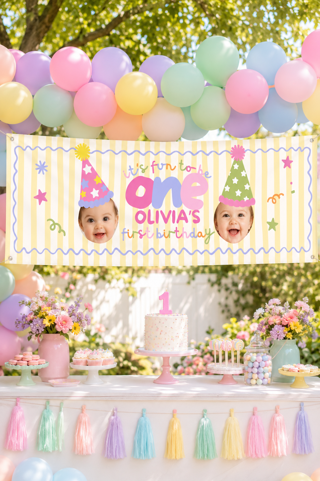 Fun to Be One First Birthday Party Bundle – Yellow Stripes