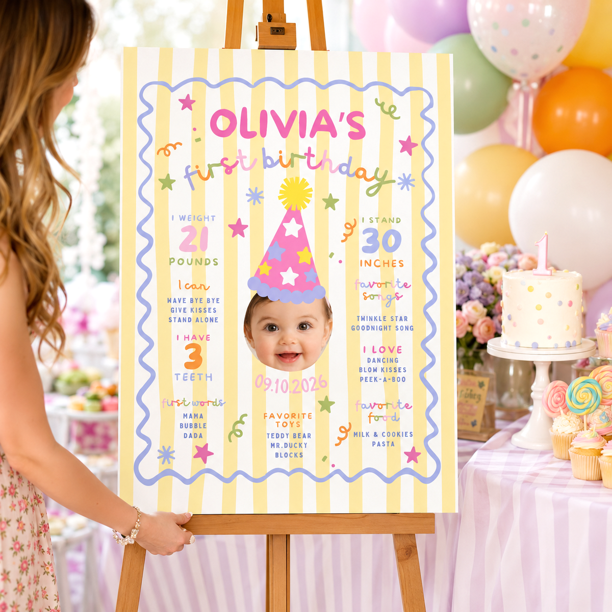 First Birthday Milestone Board – Editable Template