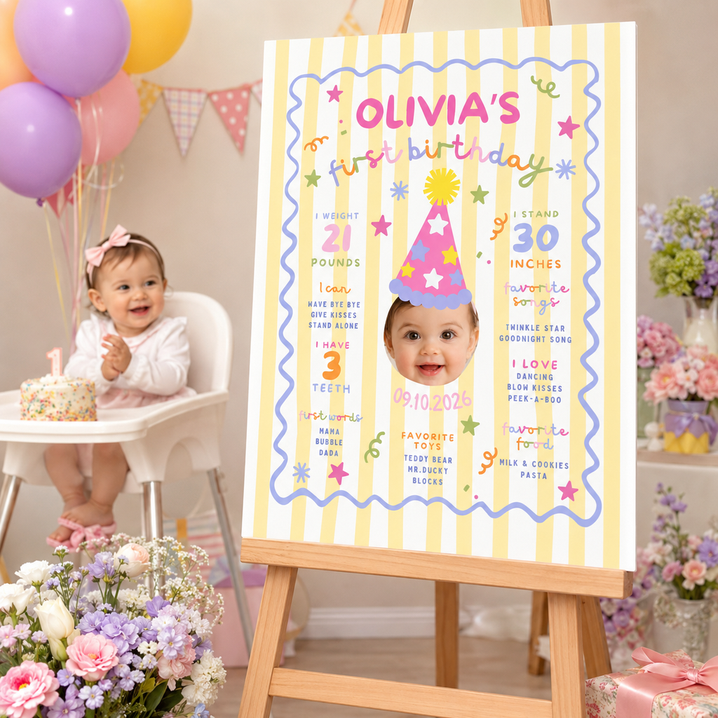 First Birthday Milestone Board – Editable Template