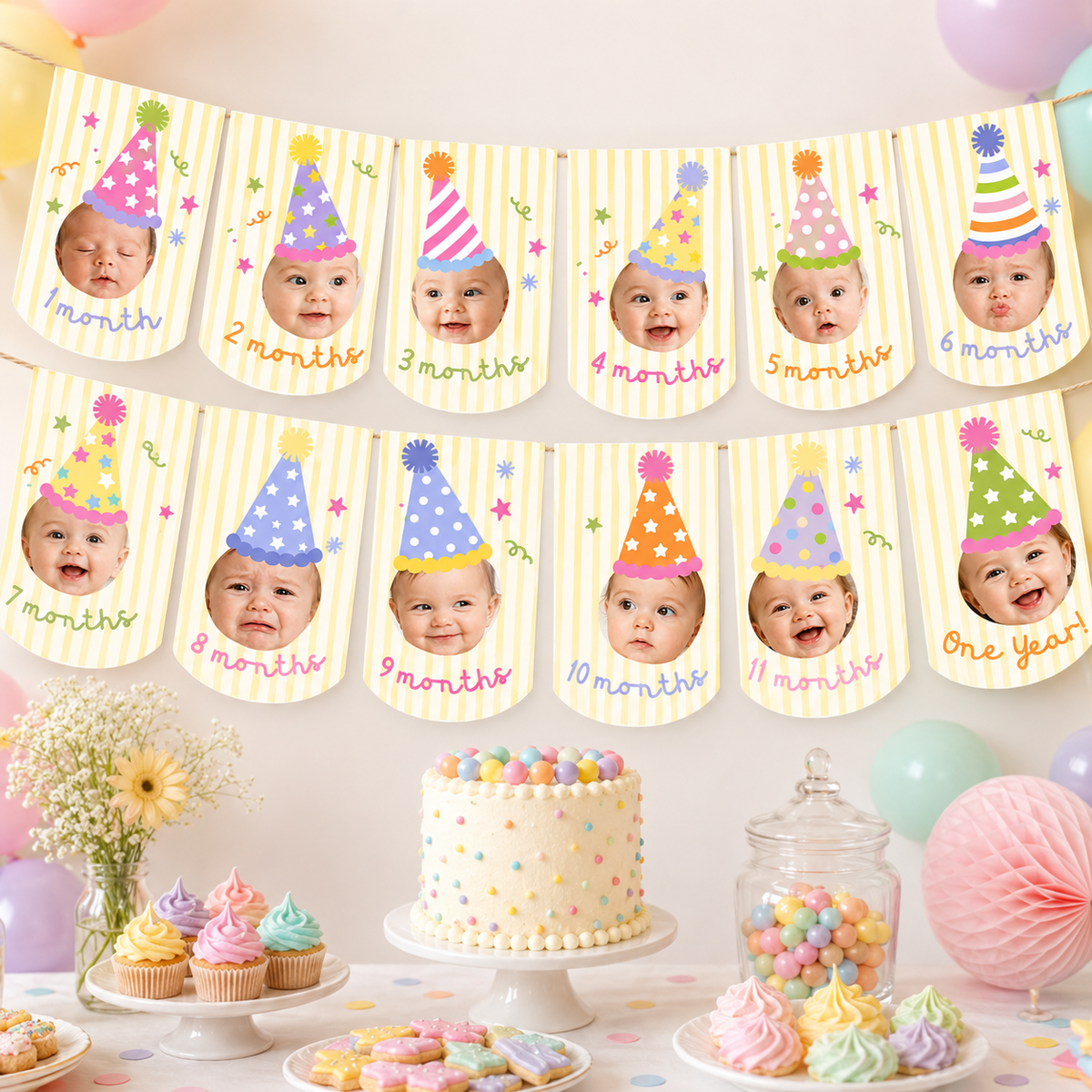 Fun to Be One Monthly Photo Banner – First Birthday Digital Template