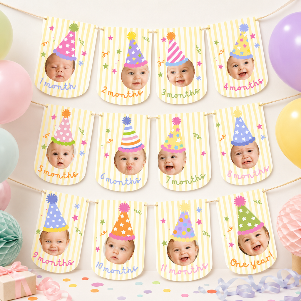 Fun to Be One Monthly Photo Banner – First Birthday Digital Template