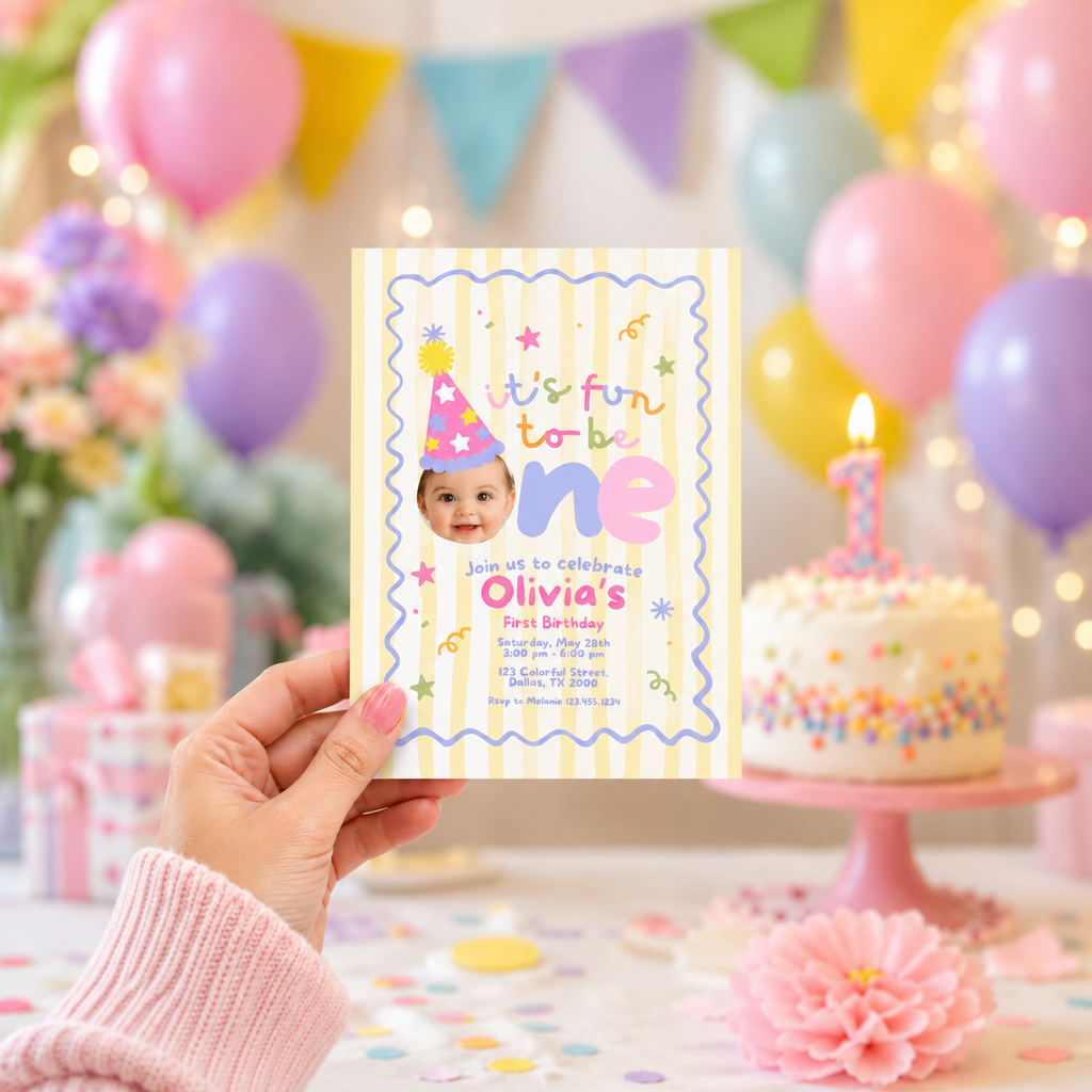Fun to Be One First Birthday Party Bundle – Yellow Stripes