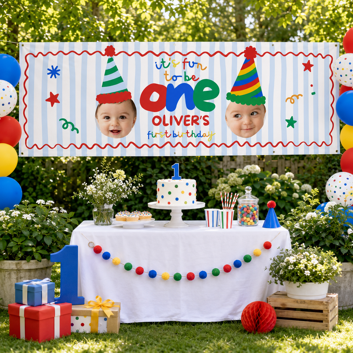 Fun to Be One Backdrop Banner – Primary Colors