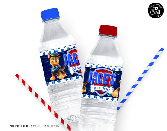 CHASE PAW PATROL EDITABLE WATER LABEL WRAPPERS DESIGN