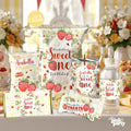 Strawberry Sweet One Party Favors Bundle - Berry 1st Birthday Labels - Editable Canva Template Pack
